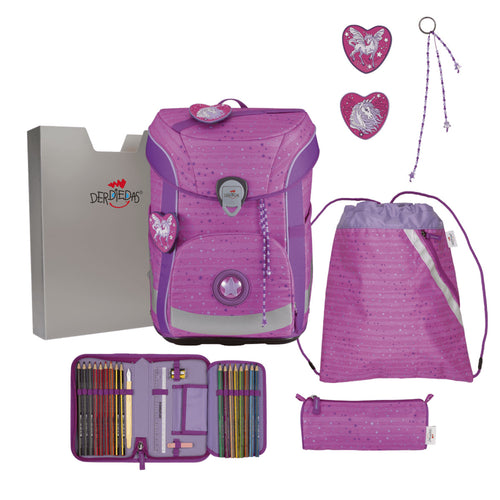 DerDieDas ErgoFlex Easy Schulranzen-Set 5tlg. Purple Unicorn 22,5 Liter