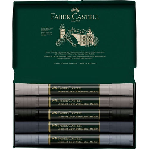Faber-Castell Albrecht Dürer Watercolour Marker 5er Etui, Grautöne