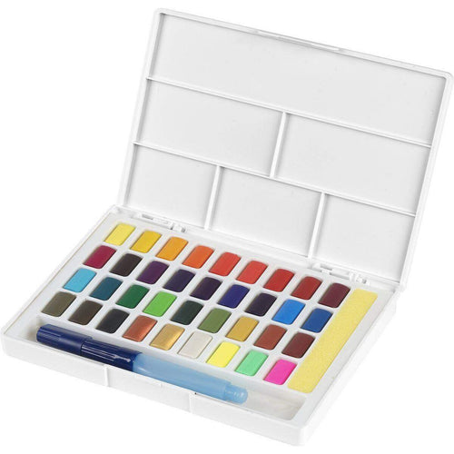 Faber-Castell Aquarellfarben in Näpfchen, 36er Etui inkl. Wassertankpinsel