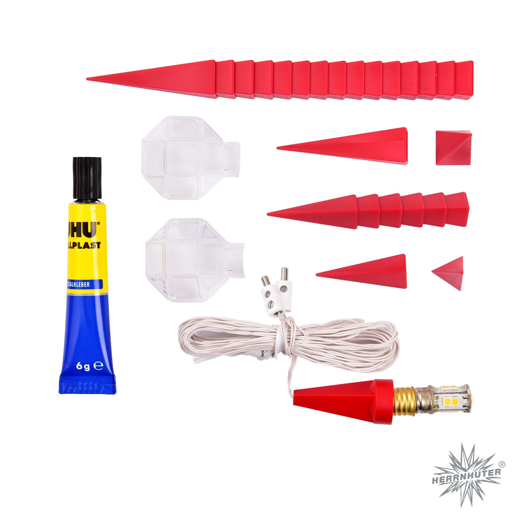 Herrnhuter Stern A1b rot, Bastler, inkl. LED Plastik, ca. 13cm