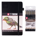 Sakura Pigma Micron Set 6 Black + Sketchbook 21 x 13 cm
