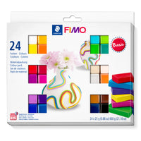 STAEDTLER® FIMO® soft 8023 C ofenhärtende Modelliermasse, Materialpackung Basic Colours mit 24 Halbblöcken je 25g - Produktansicht