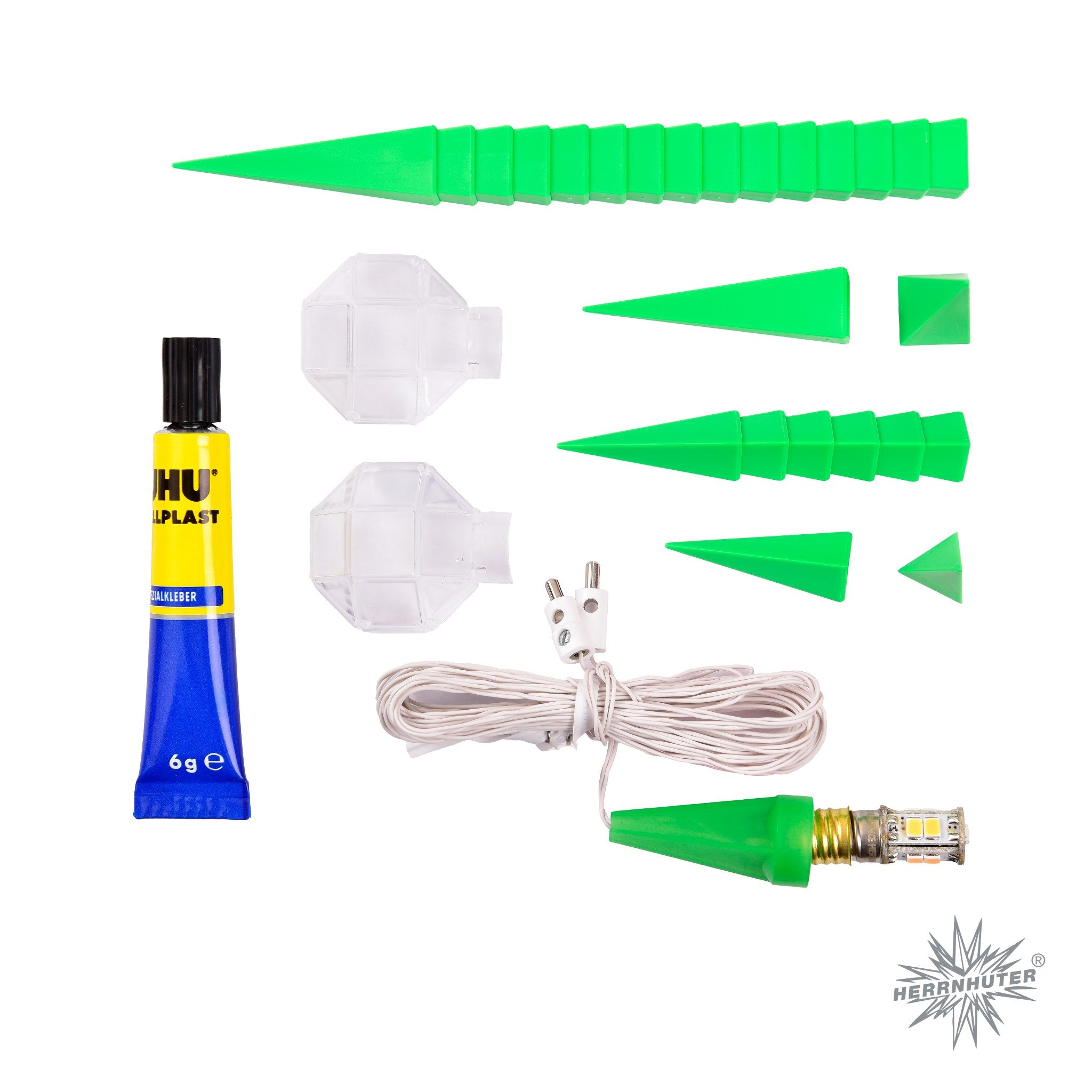 Herrnhuter Stern A1b grün, Bastler, inkl. LED Plastik, ca. 13cm