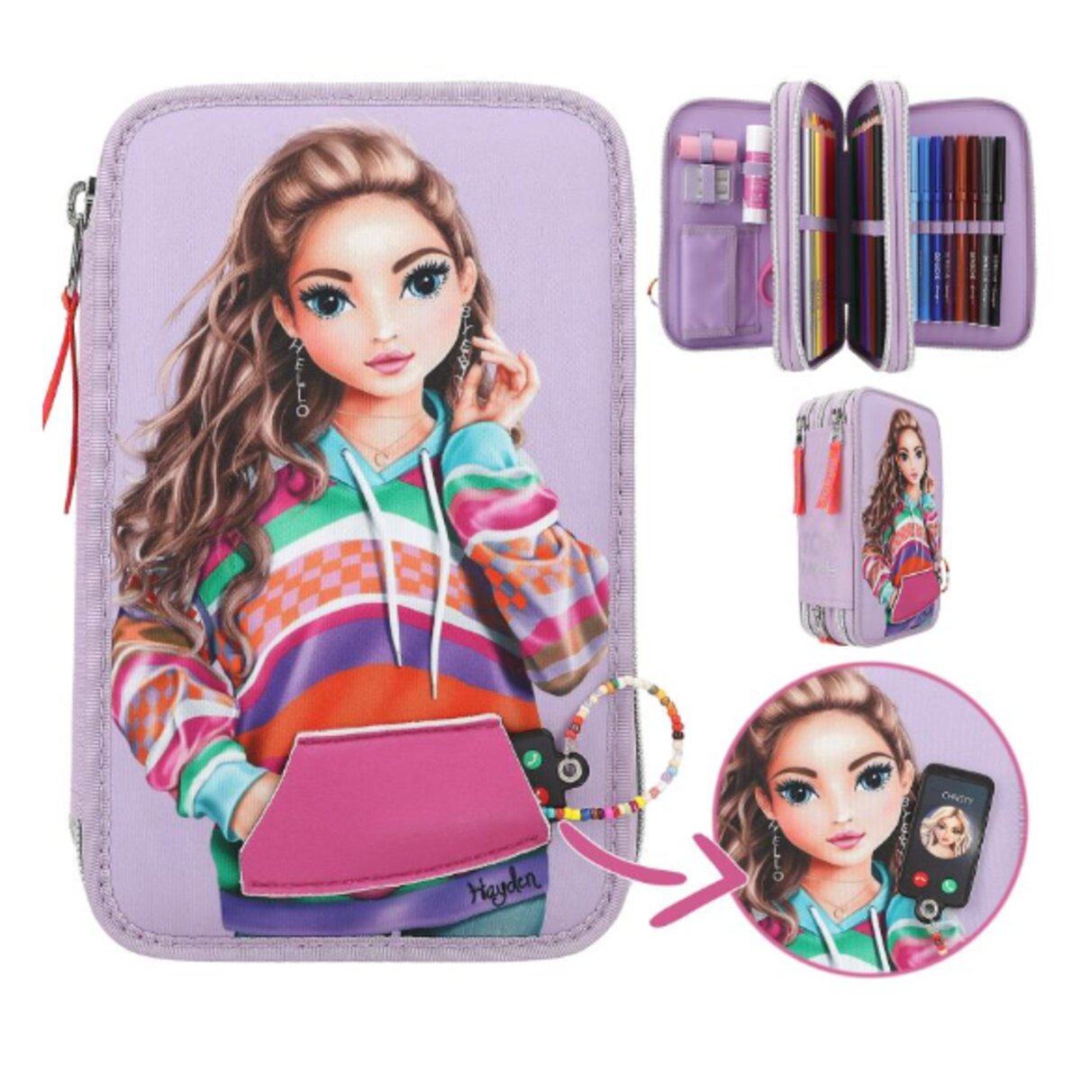 Depesche TOPModel 3-Fach Federtasche mit appliziertem Smartphone JOY