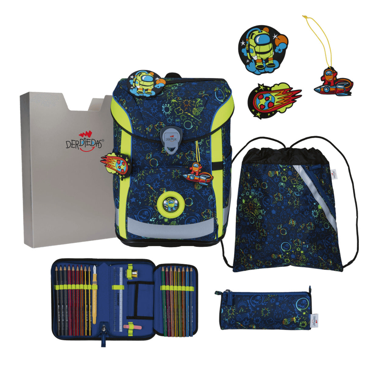 DerDieDas ErgoFlex Easy Schulranzen-Set 5tlg. Neon Crazy 22,5 Liter