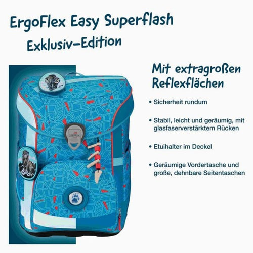 DerDieDas ErgoFlex Easy Superflash Schulranzen-Set 5tlg. Blue Ice 21 Liter