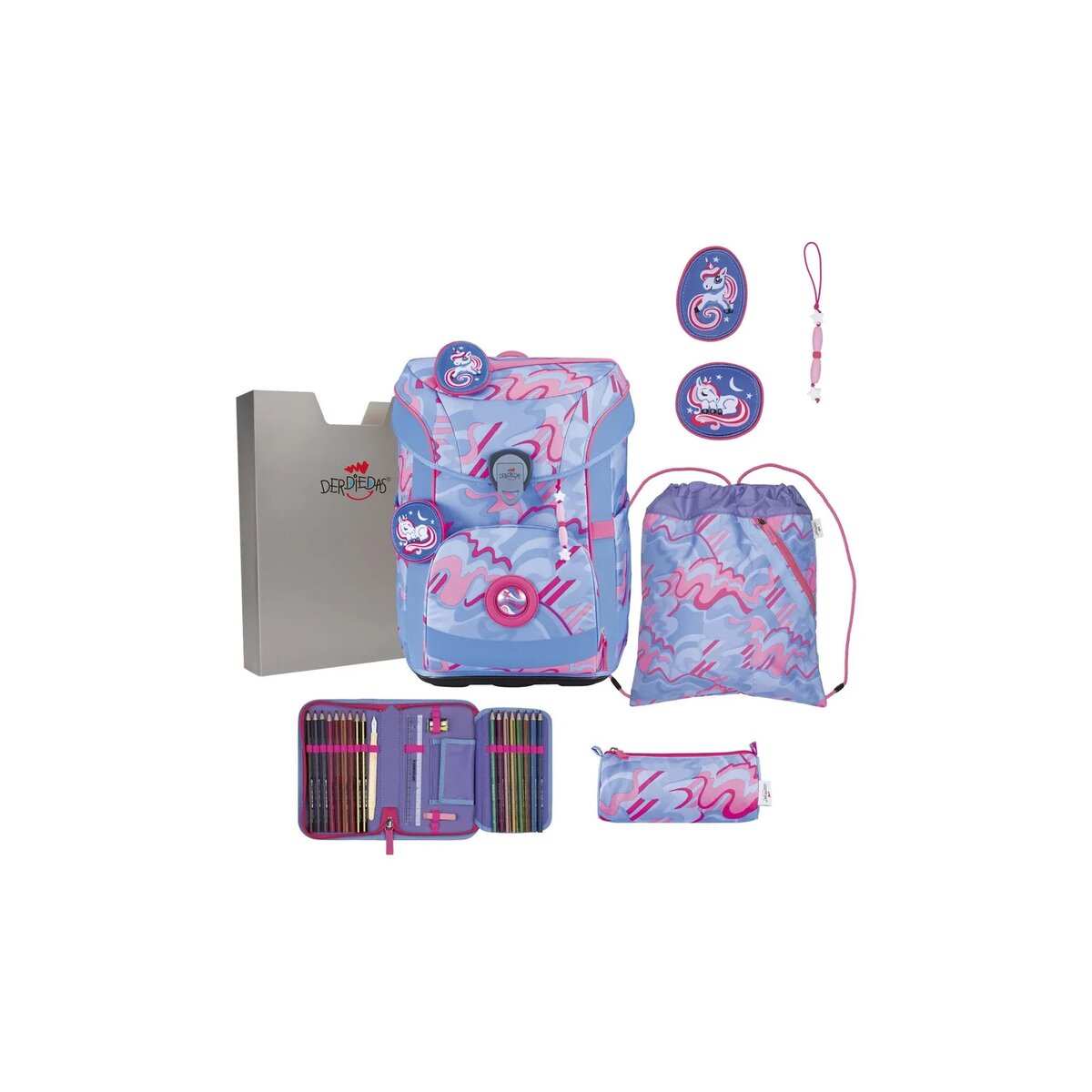 DerDieDas ErgoFlex Easy Superflash Schulranzen-Set5tlg. Magic Unicorn 21 Liter