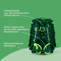 ergobag cubo Schulranzen-Set Truckbär 5-teilig special edition 19 Liter blau grün