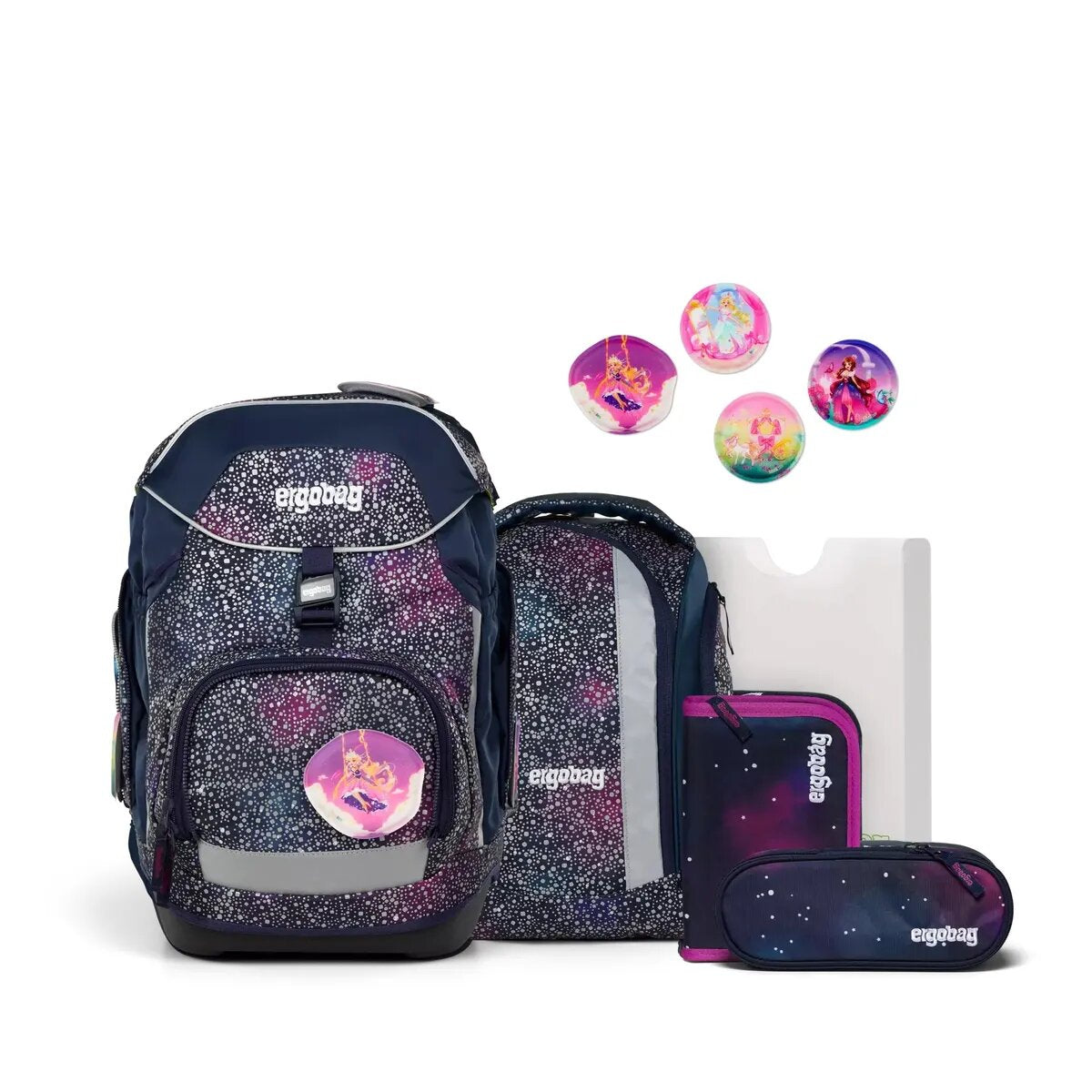 ergobag Pack Set Schulranzen-Set Bärlaxy, 6-teilig Blau Lila 20 Liter