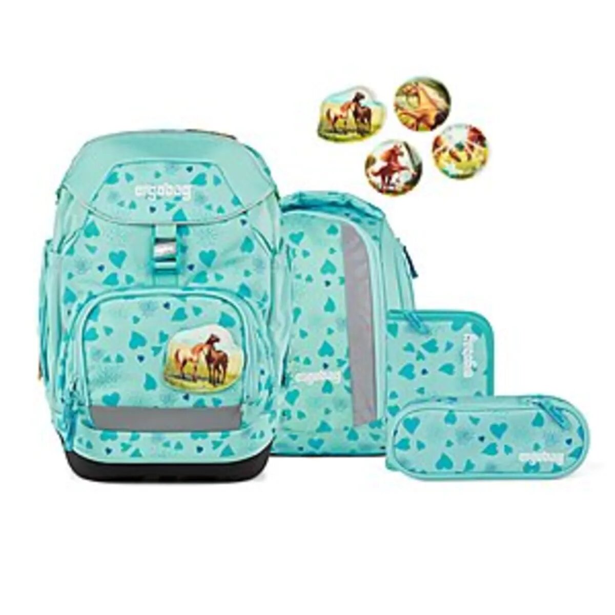 ergobag Pack Set Schulranzen-Set ReitBärtraum, 6-teilig Blau Türkis 20 Liter