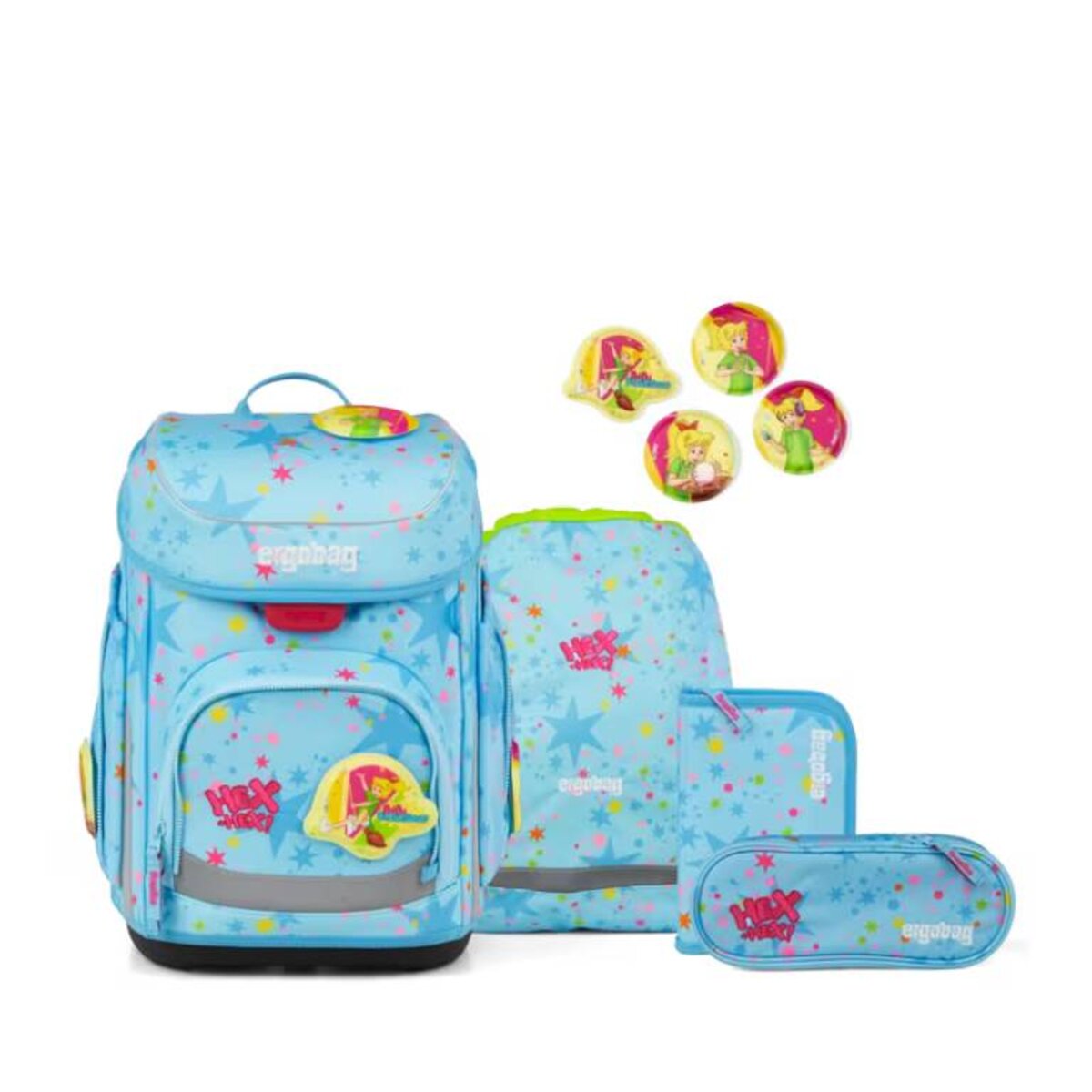 ergobag Cubo Set Schulranzen-Set Bärhext special edition 5-teilig Blau 19 Liter