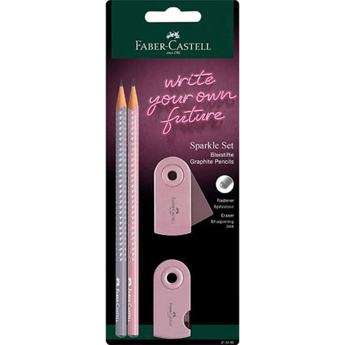 Faber-Castell Bleistiftset Sparkle mit 2 Bleistiften Anspitzdose und Radierer