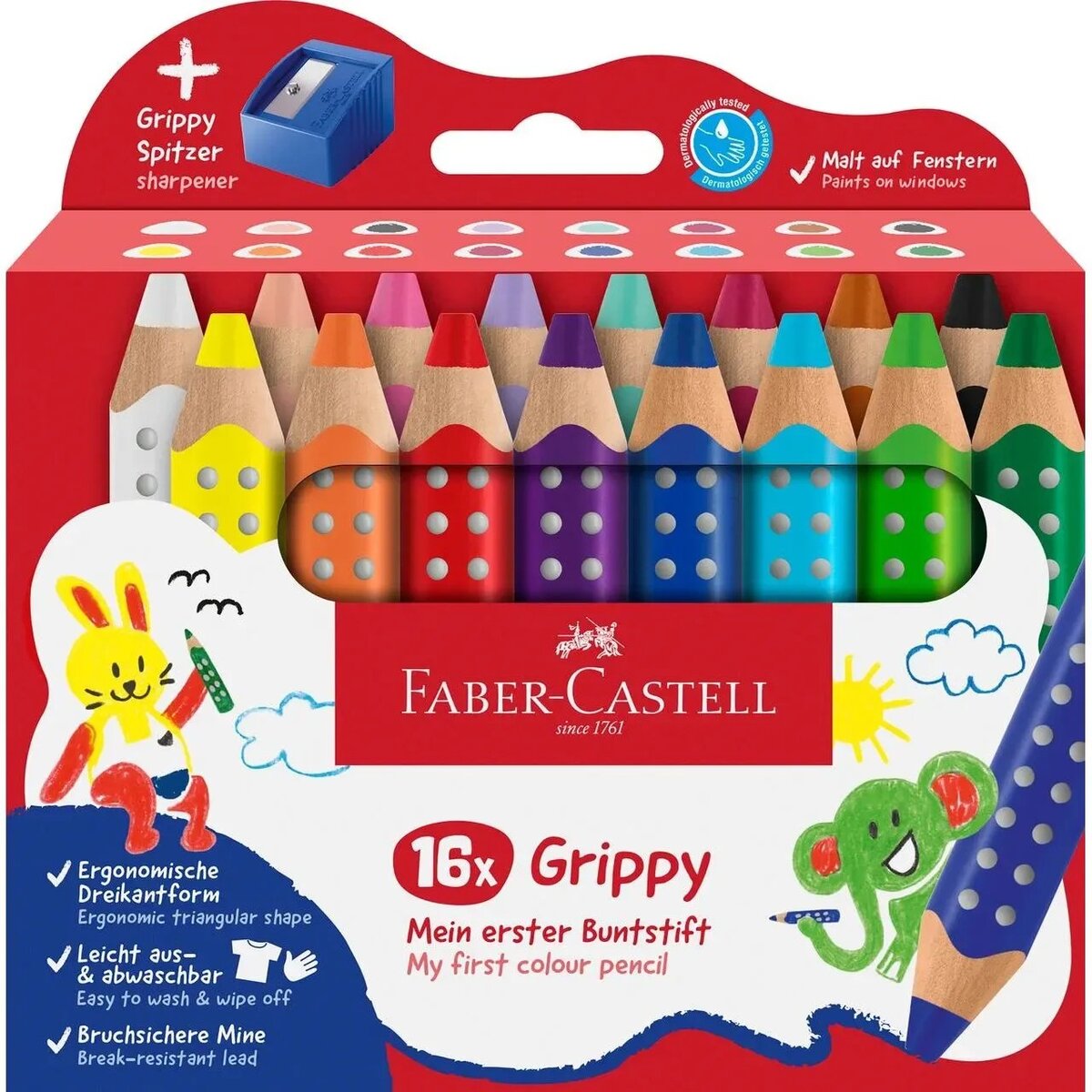 Buntstift Grippy 16er Set mit Spitzer