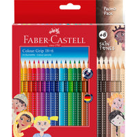 Faber-Castell 24er Kartonetui (18+6) Colour Grip Buntstifte Skin Tones - Produktansicht bei Farbe und mehr