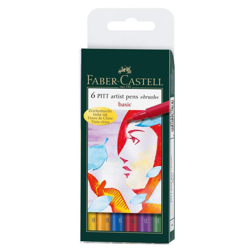 Faber-Castell Pitt Artist Pen Brush Tuschestift, 6er Etui, Basic