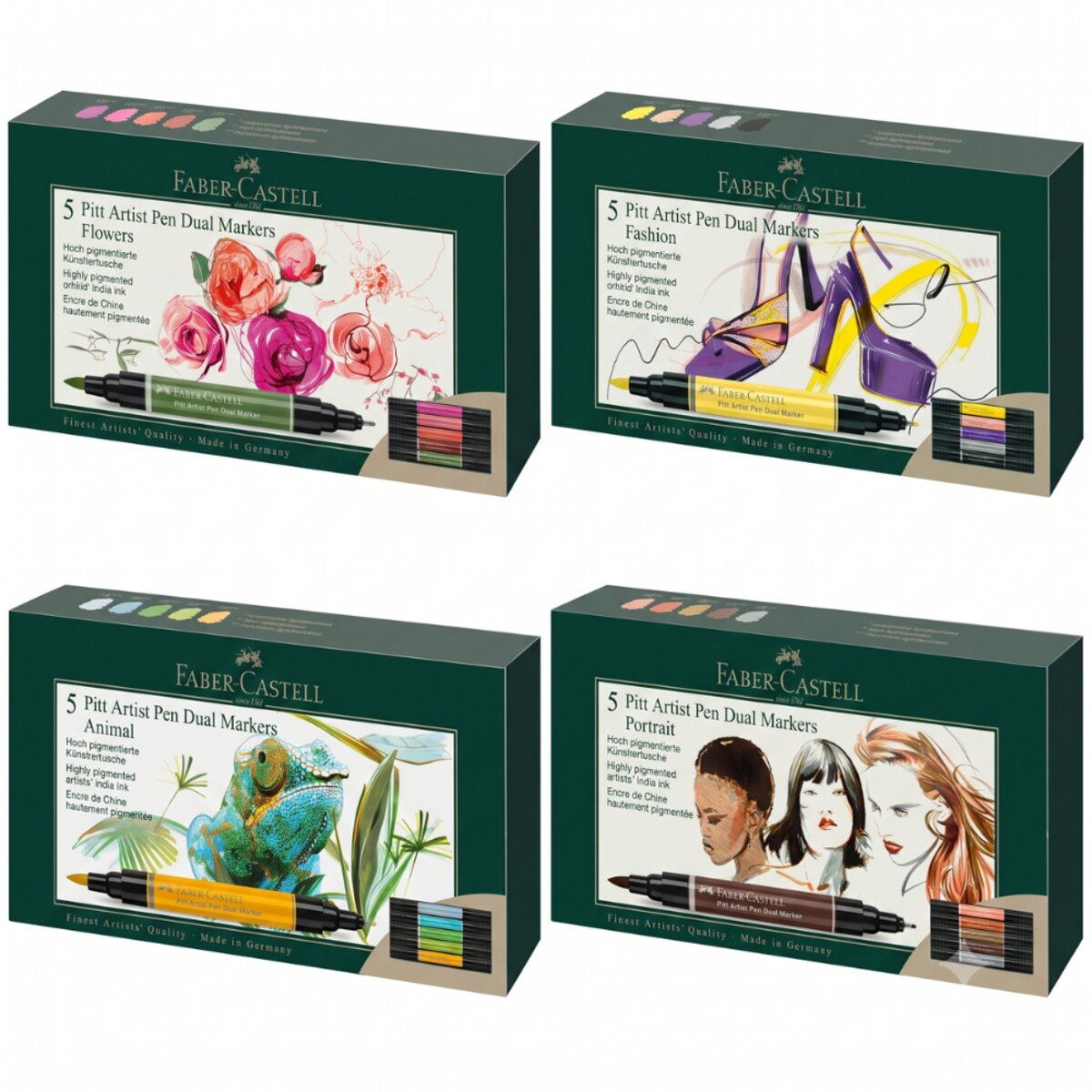 Faber-Castell Pitt Artist Pen Dual Marker 20er Komplett-Bundle 4 Themen-Sets