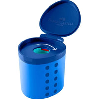 Faber-Castell Spitzdose Grippy Blau Kindersicher wegen Schneidschutz - Produktansicht bei Farbe und mehr