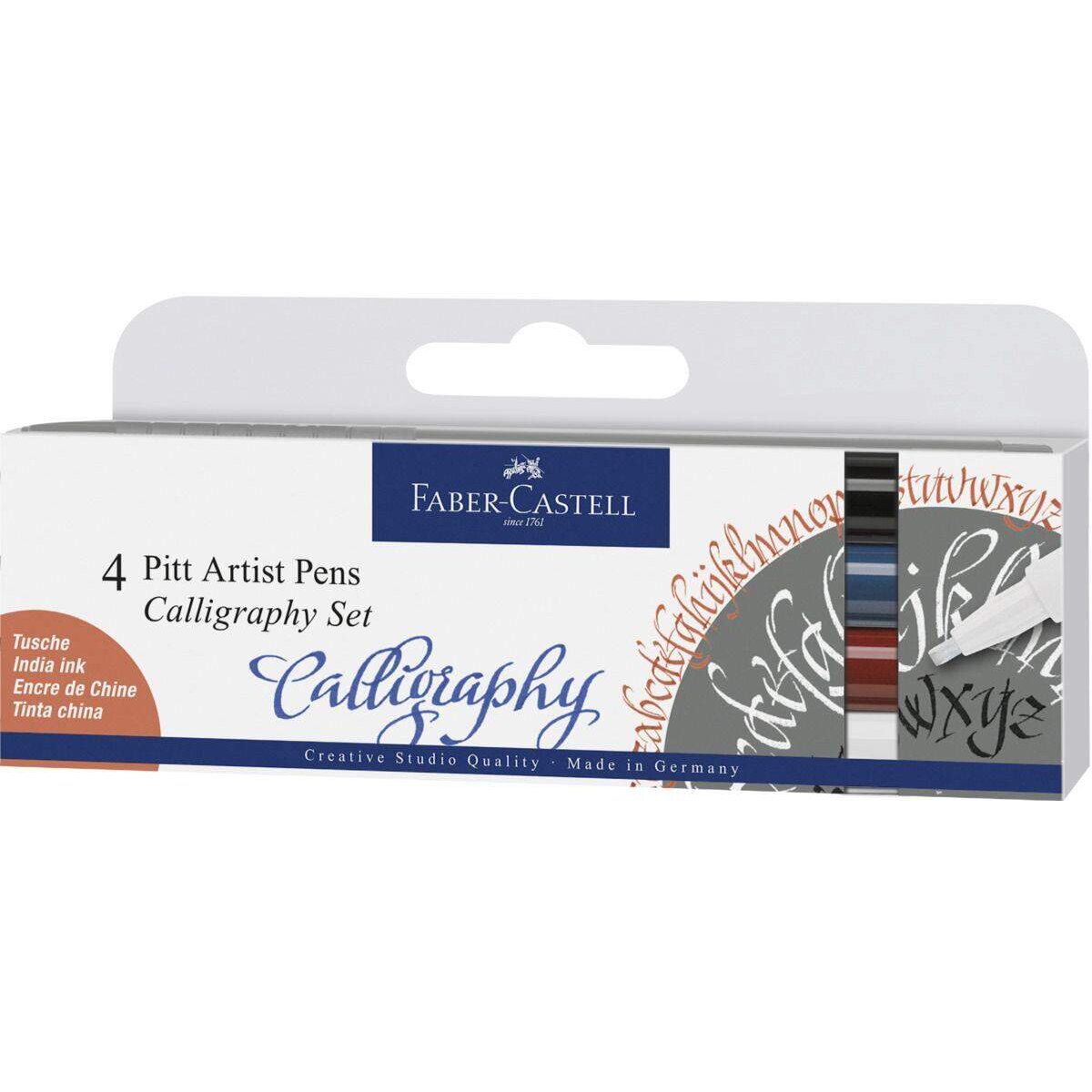 Faber-Castell Tuschestift Pitt Artist Pen Calligraphy Set, 2,5 mm, 4er Etui