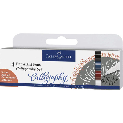 Faber-Castell Tuschestift Pitt Artist Pen Calligraphy Set, 2,5 mm, 4er Etui