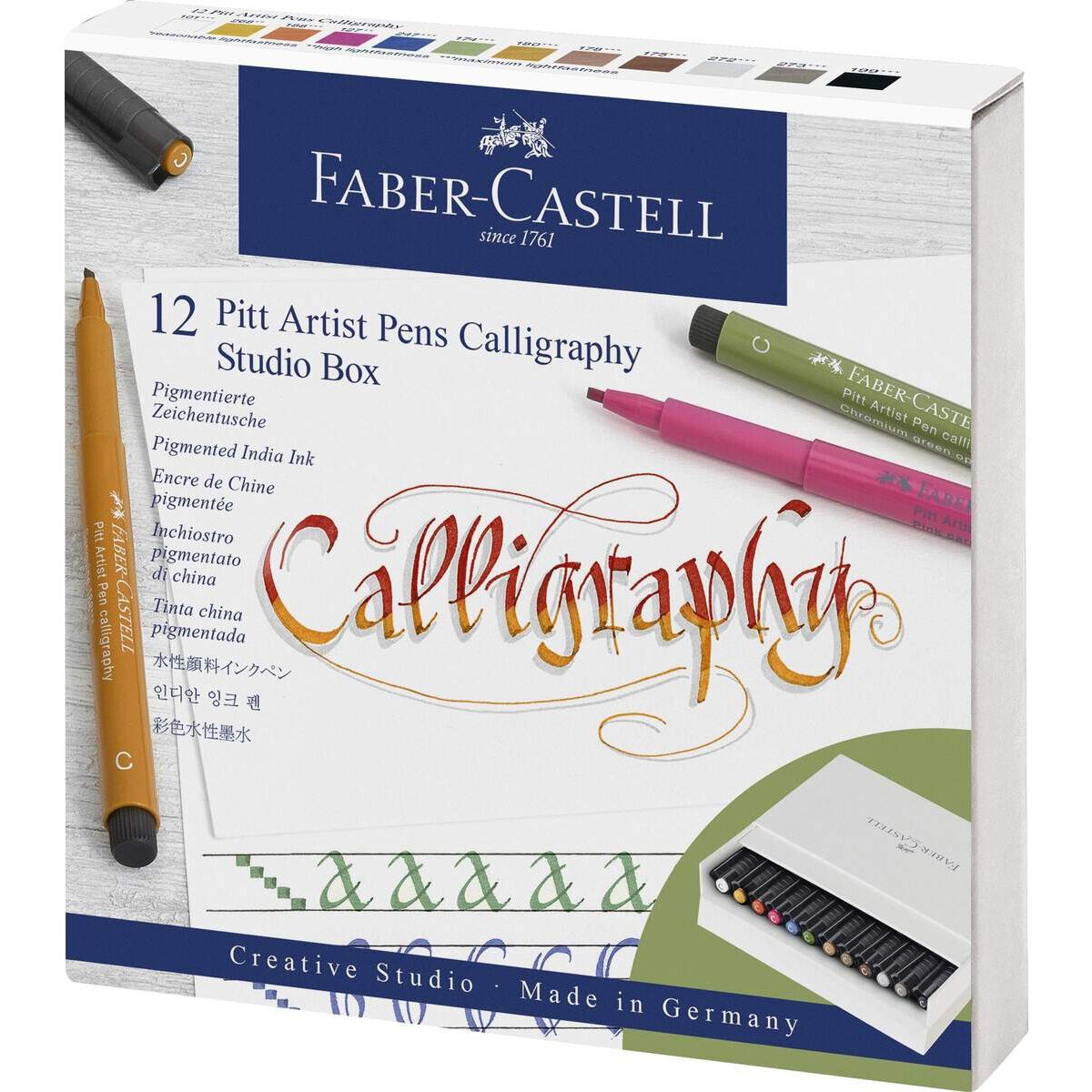 Faber-Castell Tuschestift Pitt Artist Pen C, Calligraphy, 12er Atelierbox