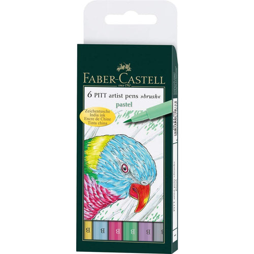 Faber-Castell Tuschestift PITT artist pen, B, pastel, 6er Etui