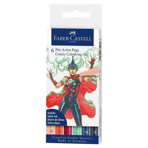 Faber-Castell Tuschestift Pitt Artist Pen Comic Colouring Set 6-teilig