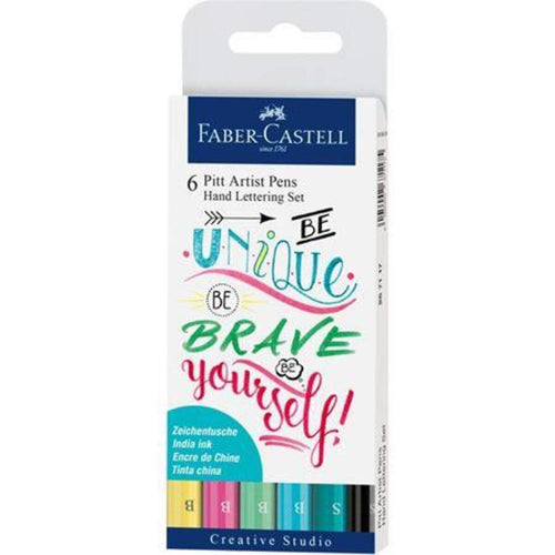 Faber-Castell Tuschestift Pitt Artist Pen Lettering, 6er Etui bunt