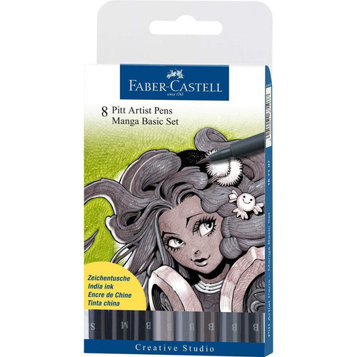 Faber-Castell Tuschestifte PITT artist pens Manga Basic Set, 8 Stück