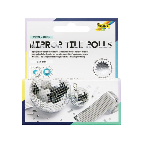 folia Mirror Tile Rolls Size S, Spiegelsteine Rollen,Steine 5 x 5 mm, 2 Rollen Ã¡ 4 cm x 1 m