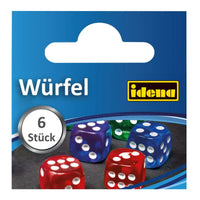 Idena Würfel Kunststoff rot/grün/blau 16mm 6 Stück