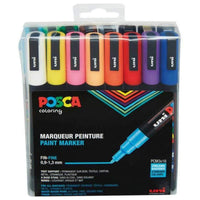 Faber Castell Posca Marker mit feiner Rundspitze, 16er Set Grundfarben - Produktansicht bei Farbe und mehr