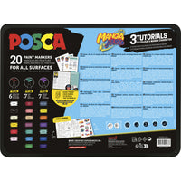 Posca 20 Marker Metal Box Manga Colours 3 Linienstärken