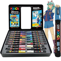 Posca 20 Marker Metal Box Manga Colours 3 Linienstärken