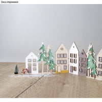Rayher Holz Häuserfassaden Deko Set1 Aufsteller 64-teilig 3x 19,5x14cm - Ansicht 6