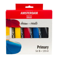 Royal Talens Amsterdam Standard Series Acrylfarben Mischset Primärfarben 5 x 120 ml - Produktansicht bei Farbe und mehr