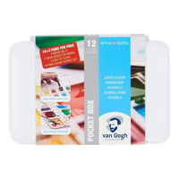 Royal Talens Van Gogh Basiskasten Aquarellfarben mit 12 Farben in Halbschalen + 3 Farben gratis - Produktansicht bei Farbe und mehr