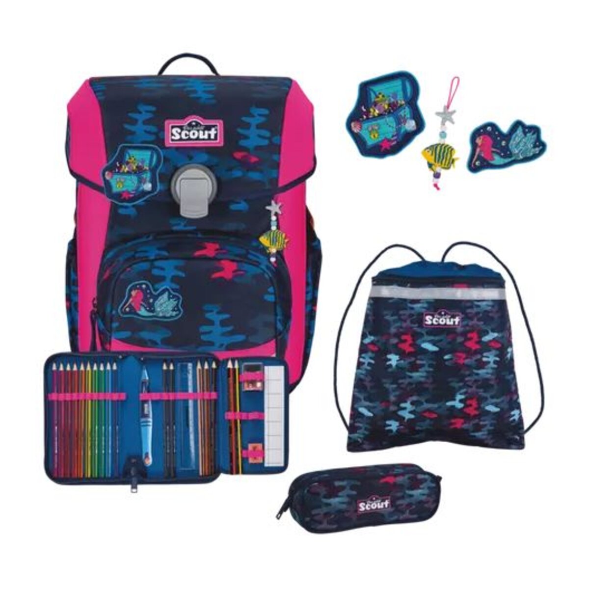 Scout Schulranzen-Set 4-teilig Neo DIN Magic Sea