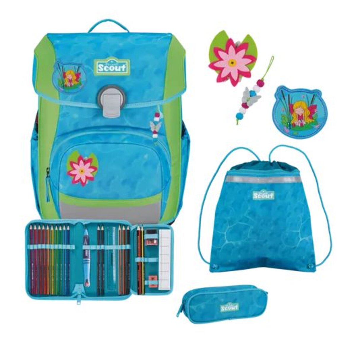 Scout Schulranzen-Set Neo DIN Water Lily 4-teilig