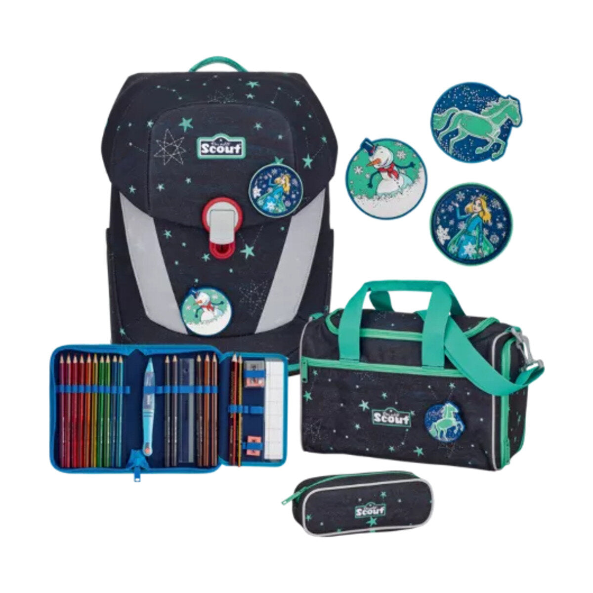 Scout Schulranzen-Set 4-teilig Sunny II LED Sternenhimmel