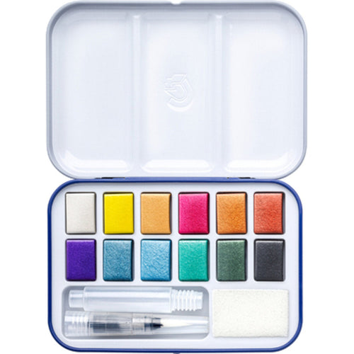 STAEDTLER® Design journey 888 Aquarellfarbkasten, 12 Aquarellfarben in sortierten Farben Metallic-Farben