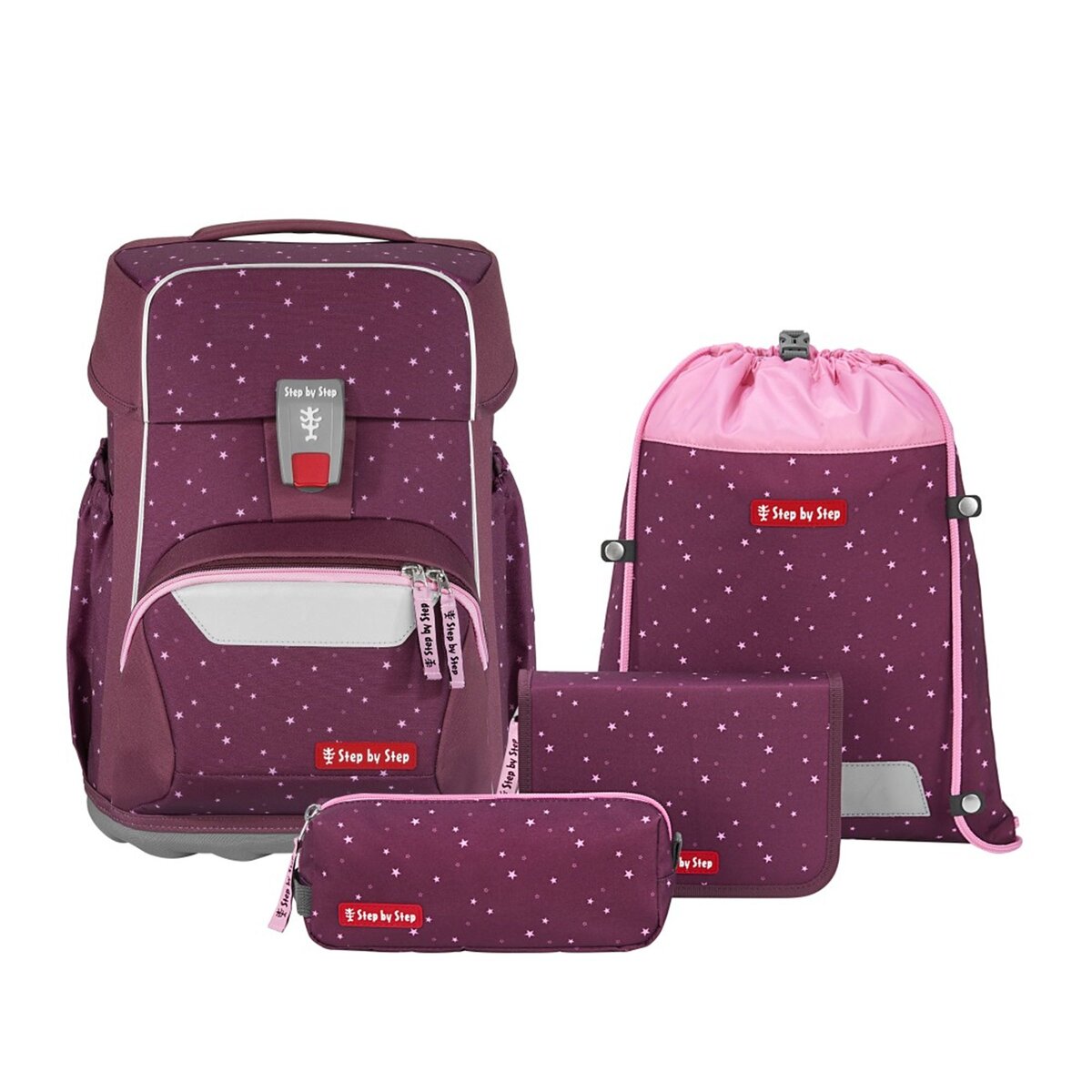 Step by Step BASIS Schulranzen-Set Berry Stars, 4-teilig