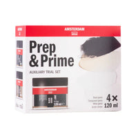 Talens Amsterdam Malmittel Prep & Prime, Grundierungset 4x 120 ml - Produktansicht bei Farbe und mehr
